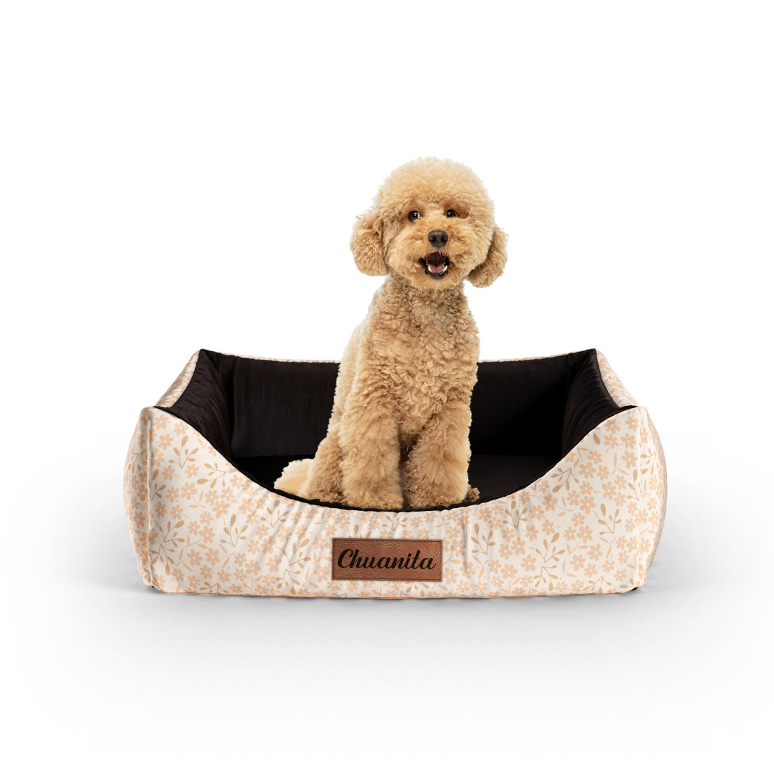 Minimalist Flowers Misty Personalized Lounge Dog Bed With Entrance