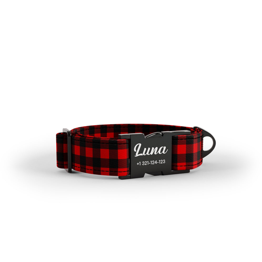 Buffalo Colors Rojo Personalized Dog Collar And Leash Set