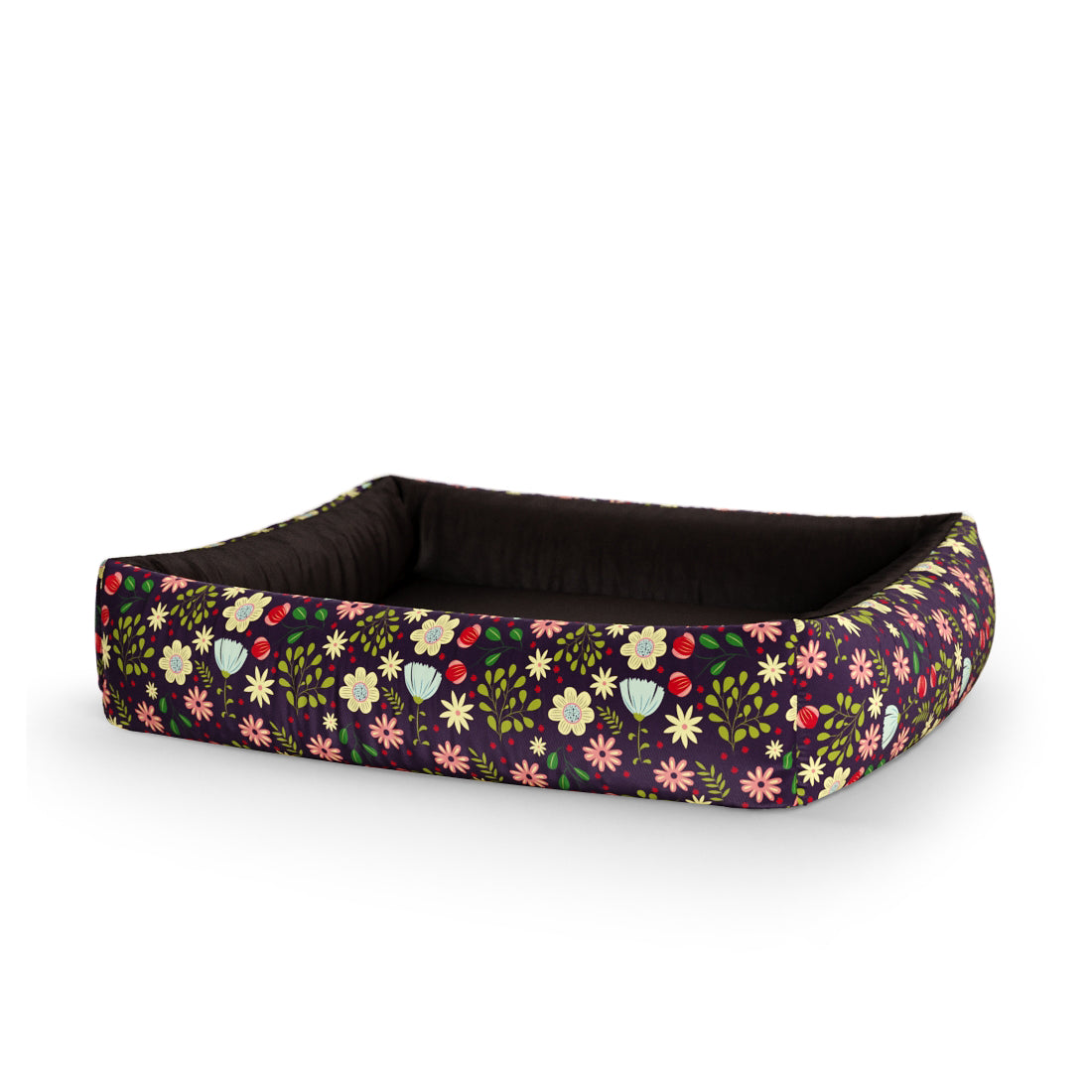 Wild Forest Flowers Harvest Personalisiertes Lounge-Hundebett mit Seiten