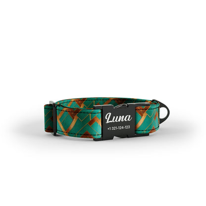 Retro Marble Jungle Personalized Dog Collar