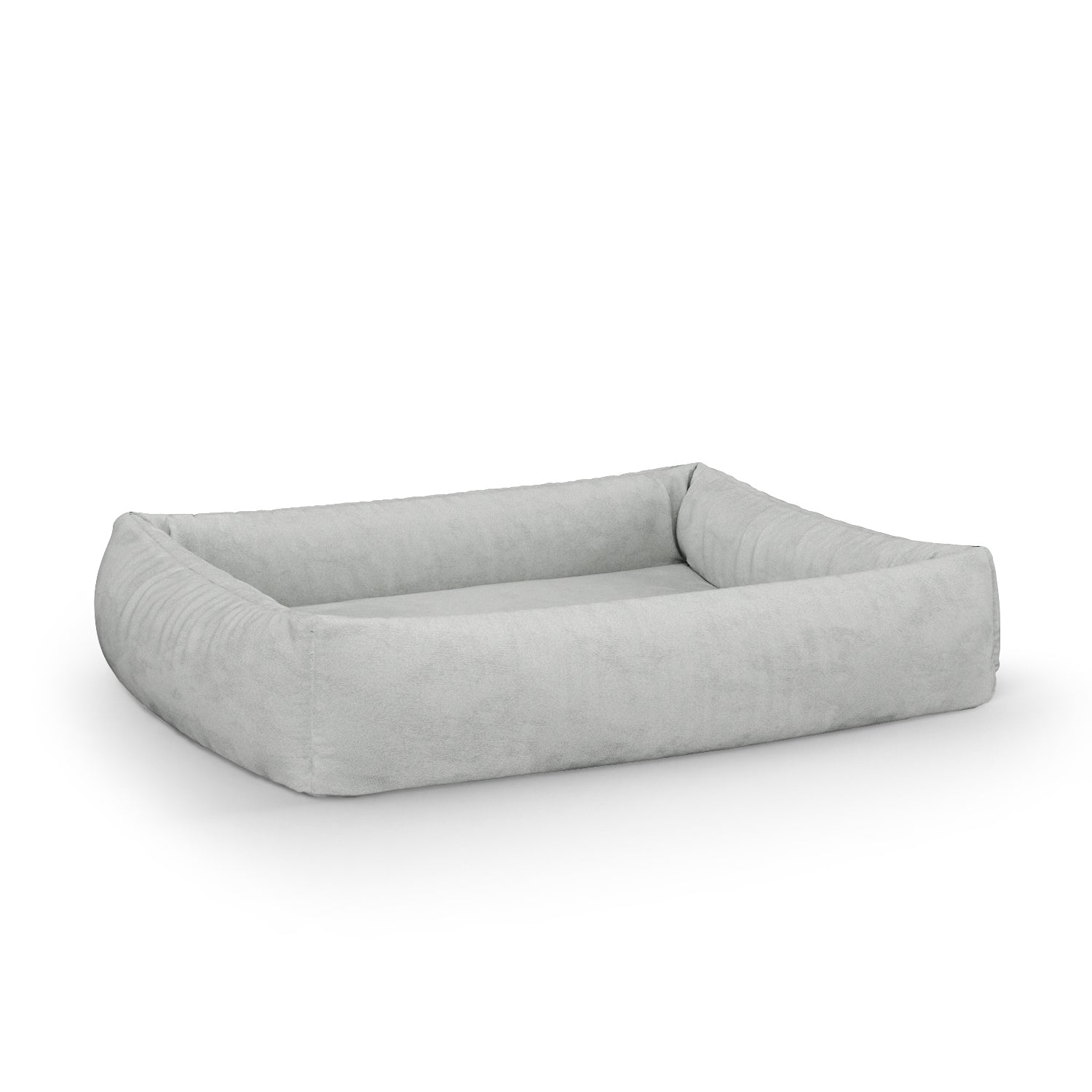 Luxury Velvet Look Silver Personalized Lounge Dog Bed With Sides