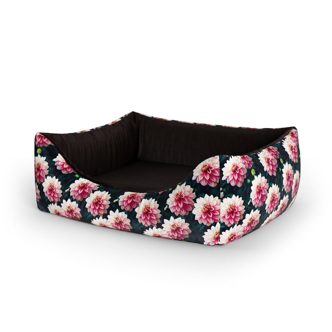 Dahila Flowers Imperial Personalized Lounge Dog Bed With Entrance