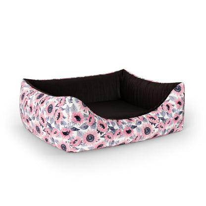 Sunflowers Mauve Personalized Lounge Dog Bed With Entrance