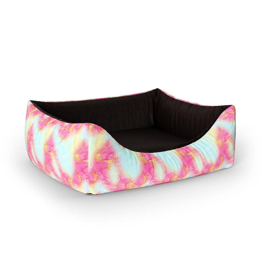 Pastel Marble Beau Personalized Lounge Dog Bed With Entrance