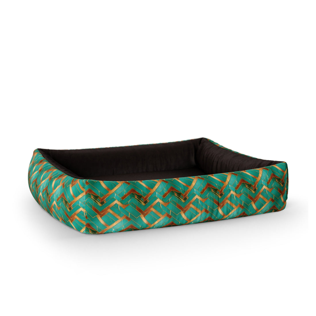 Retro Marble Jungle Personalized Lounge Dog Bed With Sides