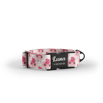 Aquarell Blumen Liseran personalisiertes Hundehalsband