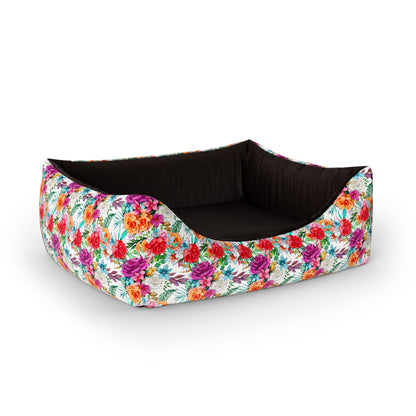 Water Folklore Flowers Maximum Personalized Lounge Dog Bed With Entrance