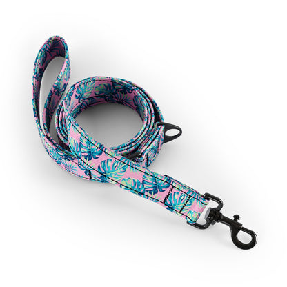 Tropical Leaves Cermation Personalized Dog Fashion Belt Harness And Leash Set