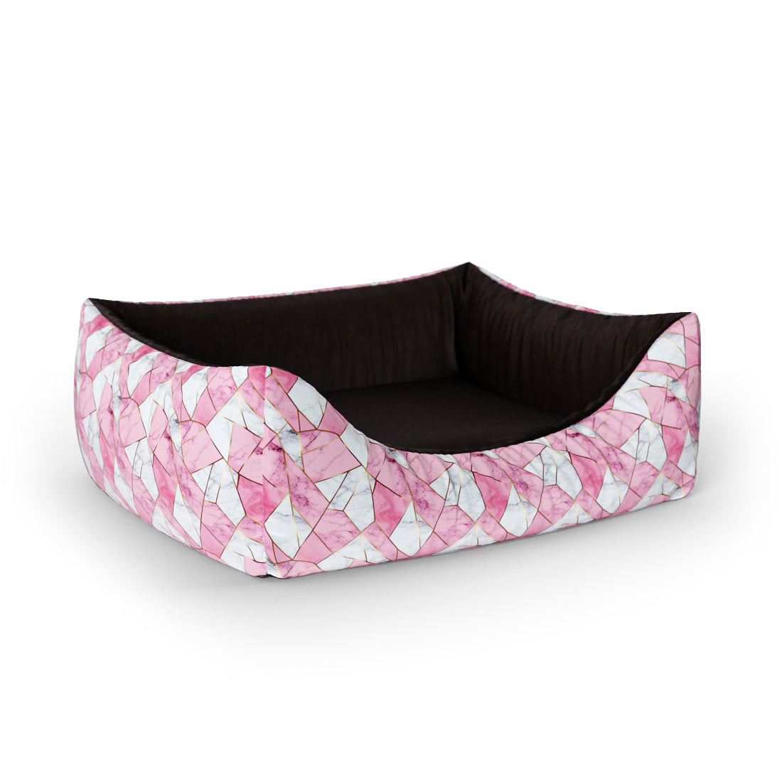 Pink Marble Kobi Personalized Lounge Dog Bed With Entrance