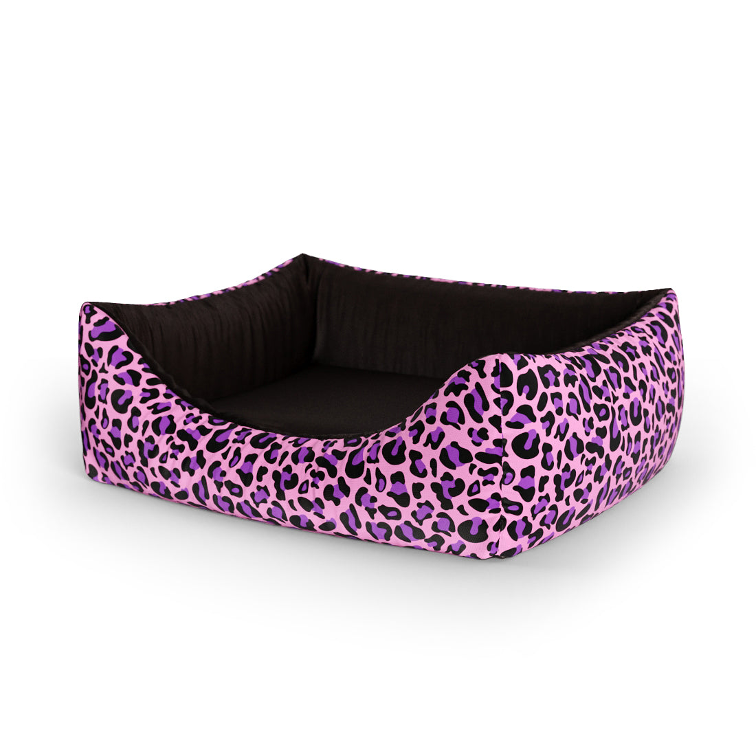 Crazy Leopard Magenta Personalized Lounge Dog Bed With Entrance