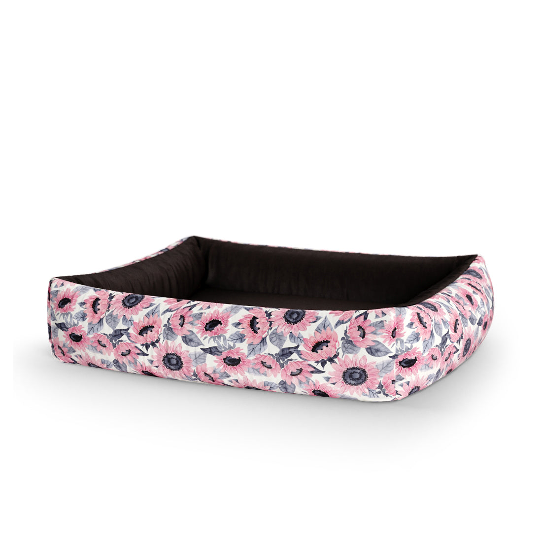 Sunflowers Mauve Personalized Lounge Dog Bed With Sides