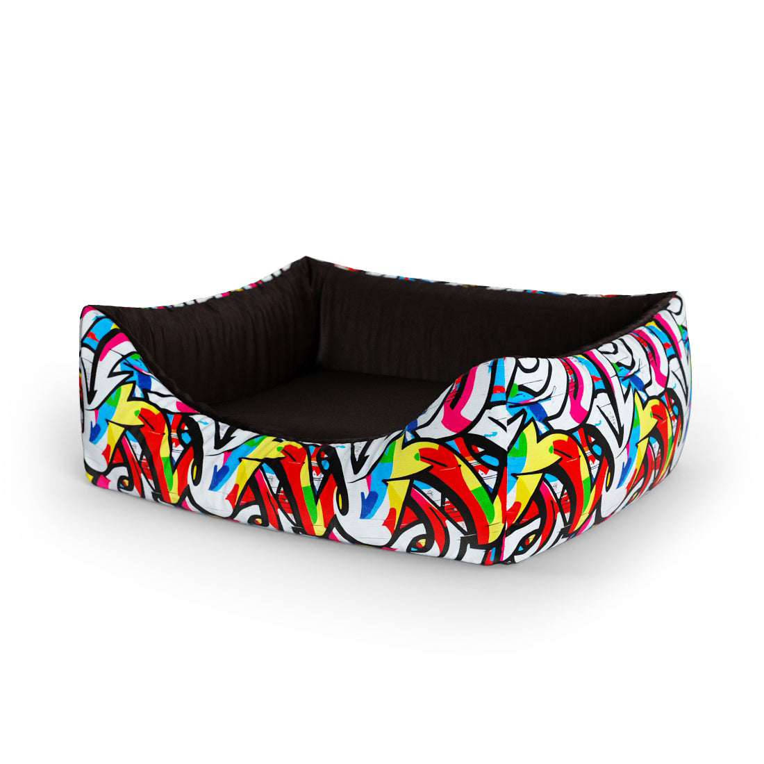 Graffiti Linen Personalized Lounge Dog Bed With Entrance