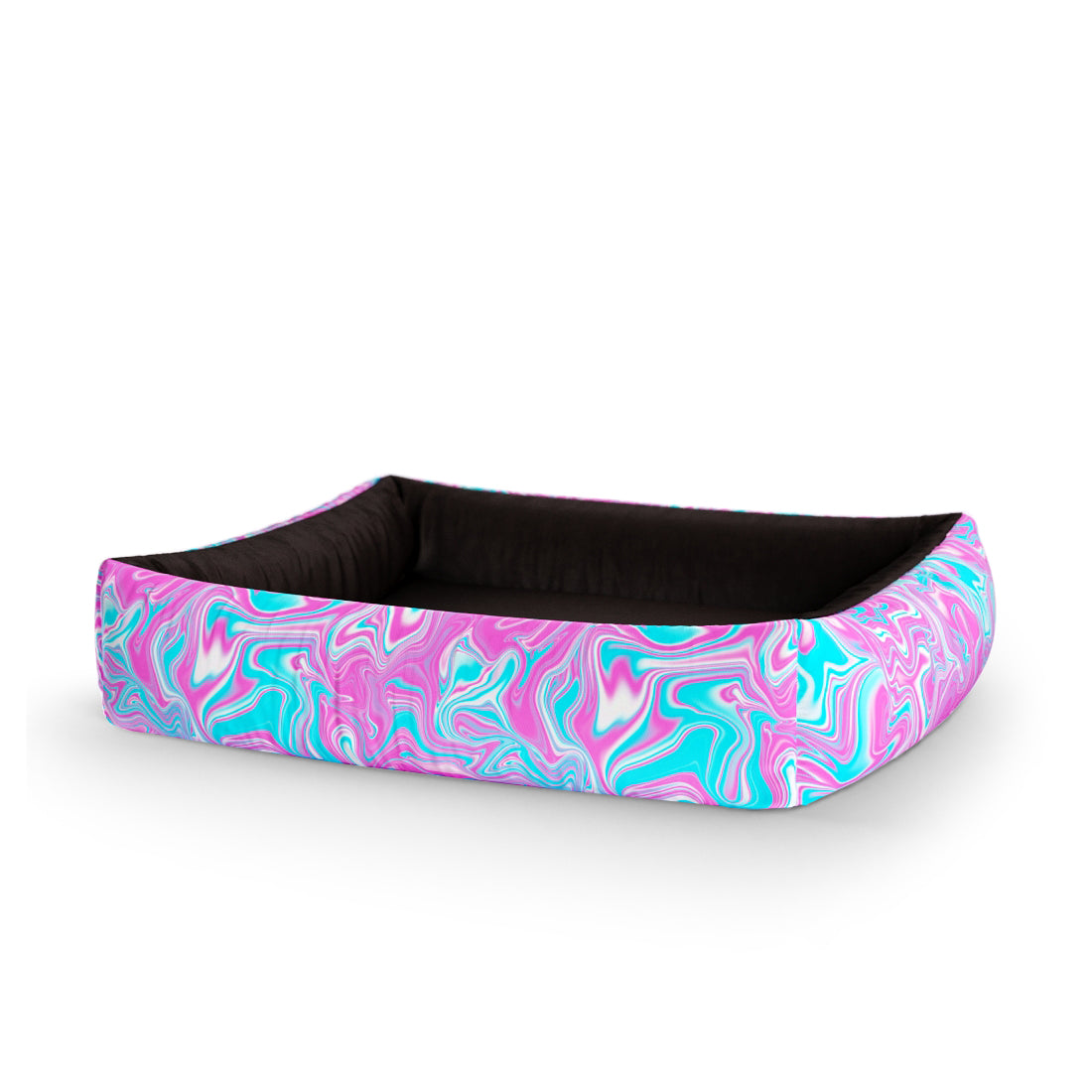 Water Marble Coral Personalized Lounge Dog Bed With Sides