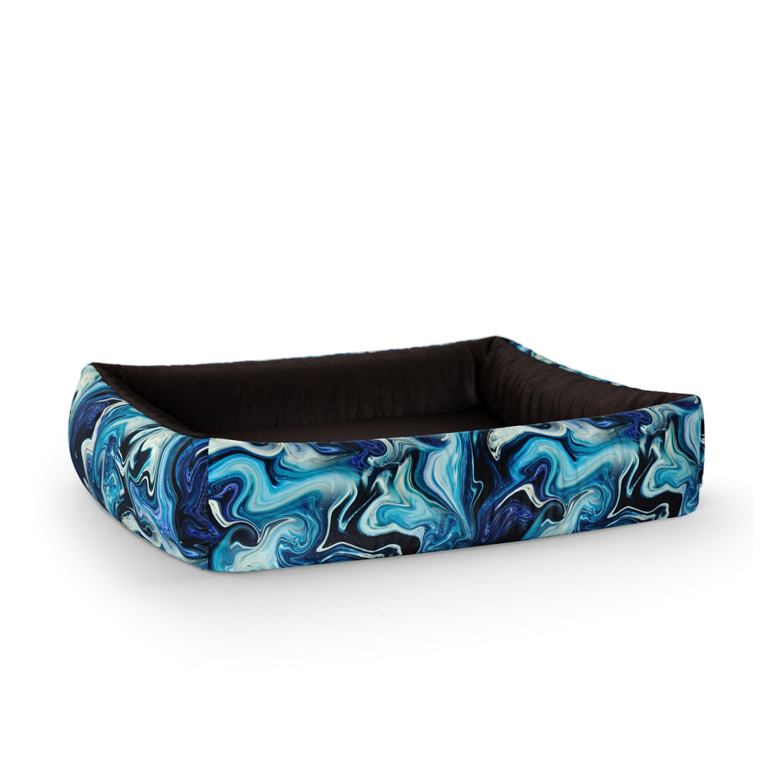 Personalisiertes Lounge-Hundebett aus blauem Marmor Zaffre mit Seiten