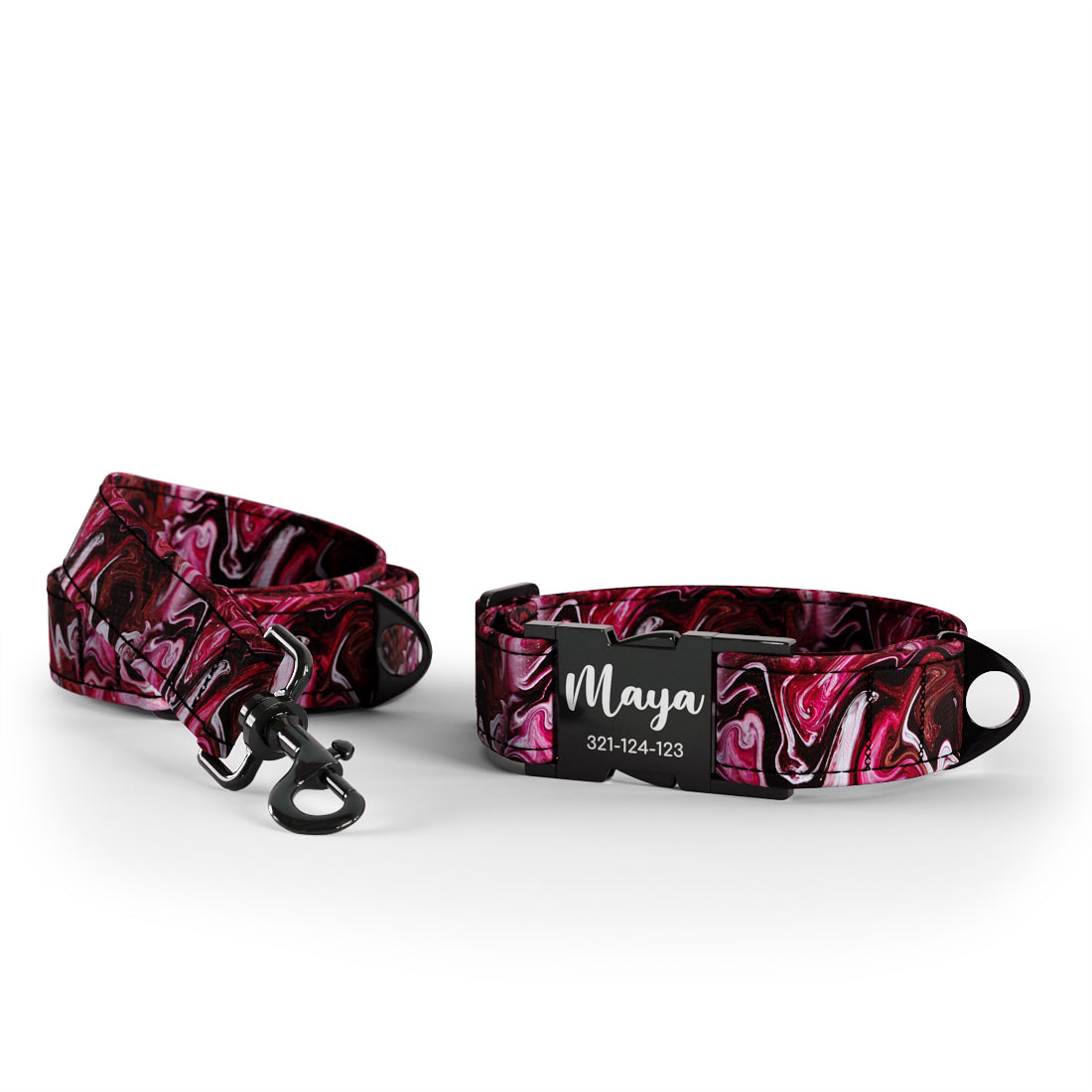 Colored Marble Wine Personalized Dog Collar