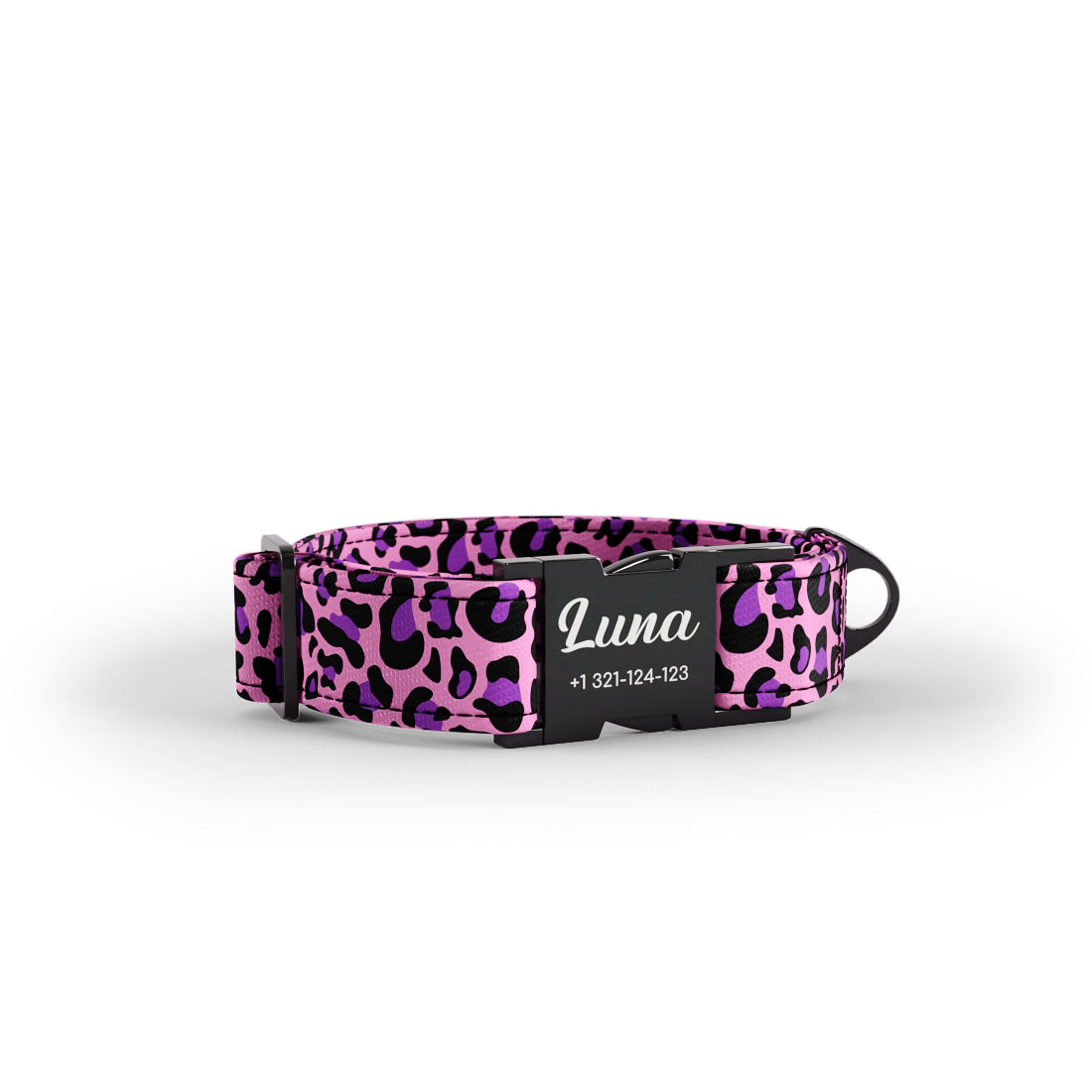 Leopard Magenta Personalized Dog Collar And Leash Set