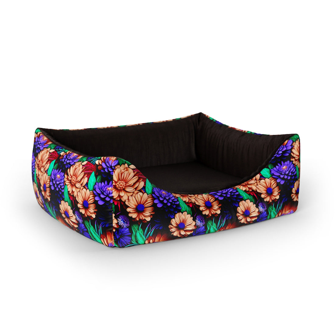 Garden Flowers Midnight Personalisiertes Lounge-Hundebett mit Eingang