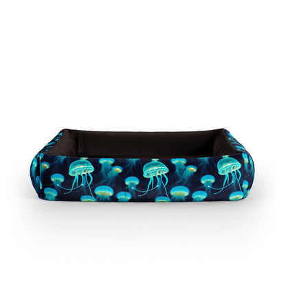 Jellyfish Lapis Personalized Lounge Dog Bed With Sides