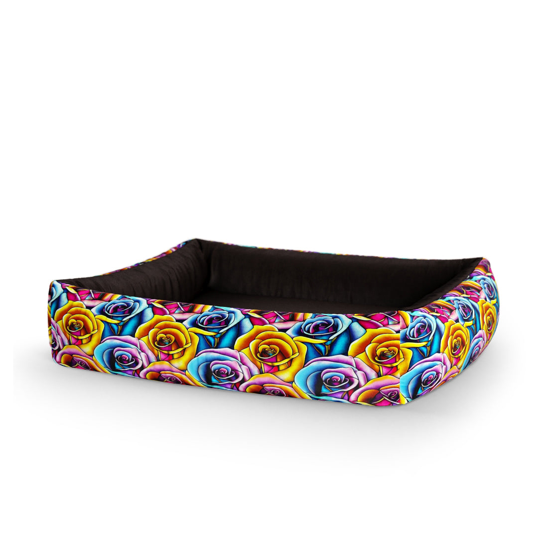 Wild Roses Magic Personalized Lounge Dog Bed With Sides