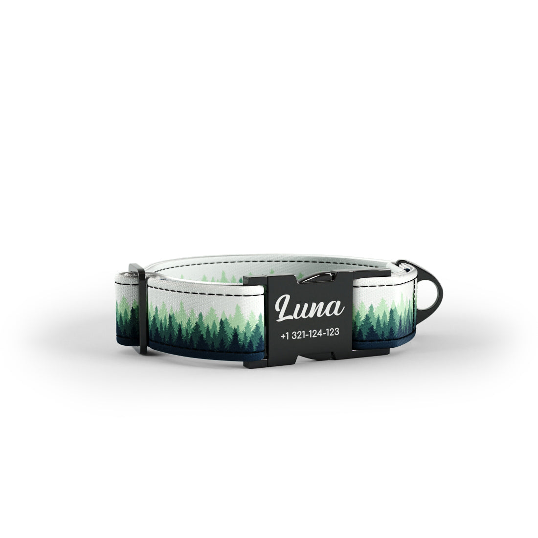 Forest Landscape Midnight Personalized Dog Collar