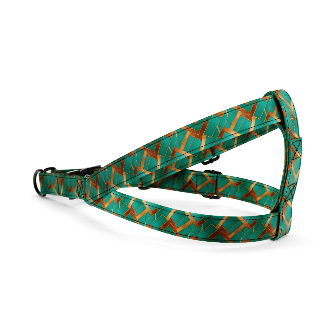 Retro Marble Jungle Personalized Dog Fashion Belt Harness And Leash Set