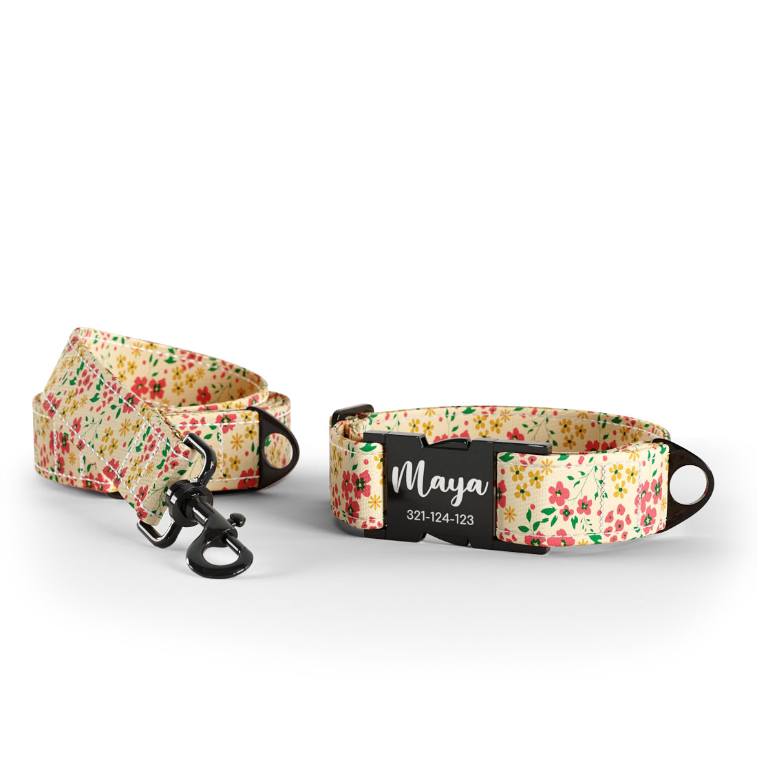 Wild Forest Flowers Jasmine Personalized Dog Collar And Leash Set