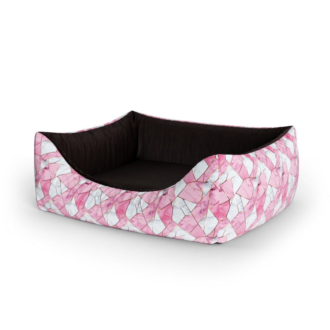 Pink Marble Kobi Personalized Lounge Dog Bed With Entrance