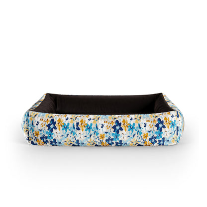 Liberty Flowers Teal Personalized Lounge Dog Bed With Sides