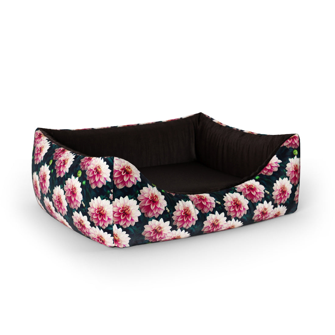 Dahila Flowers Imperial Personalized Lounge Dog Bed With Entrance