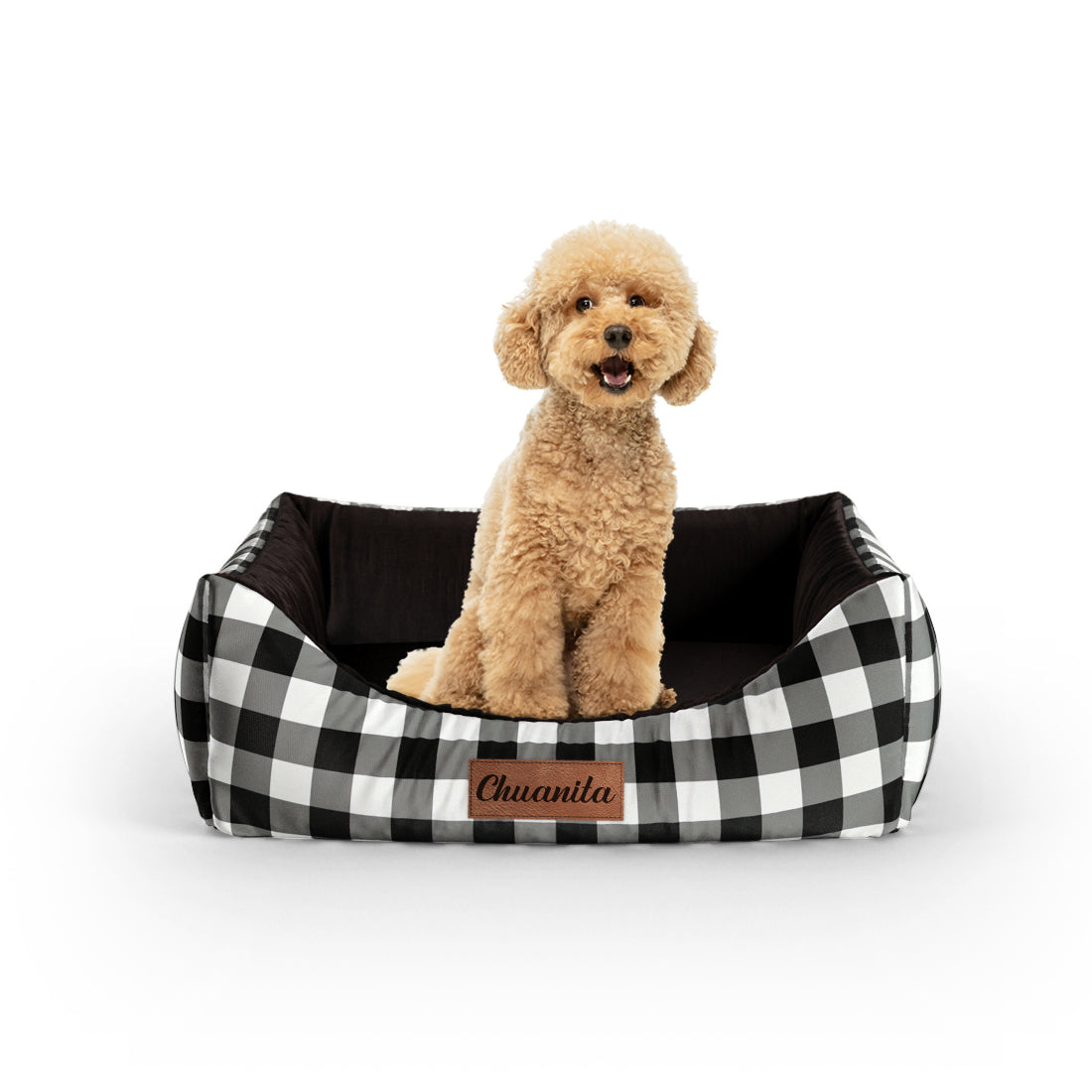 Farbe Buffalo Snow Personalisiertes Lounge-Hundebett mit Eingang