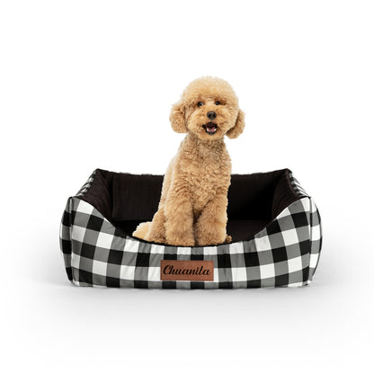 Color Buffalo Snow Personalized Lounge Dog Bed With Entrance