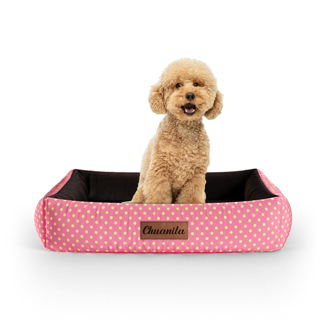 Trio Polka Dots Palle Personalized Lounge Dog Bed With Sides