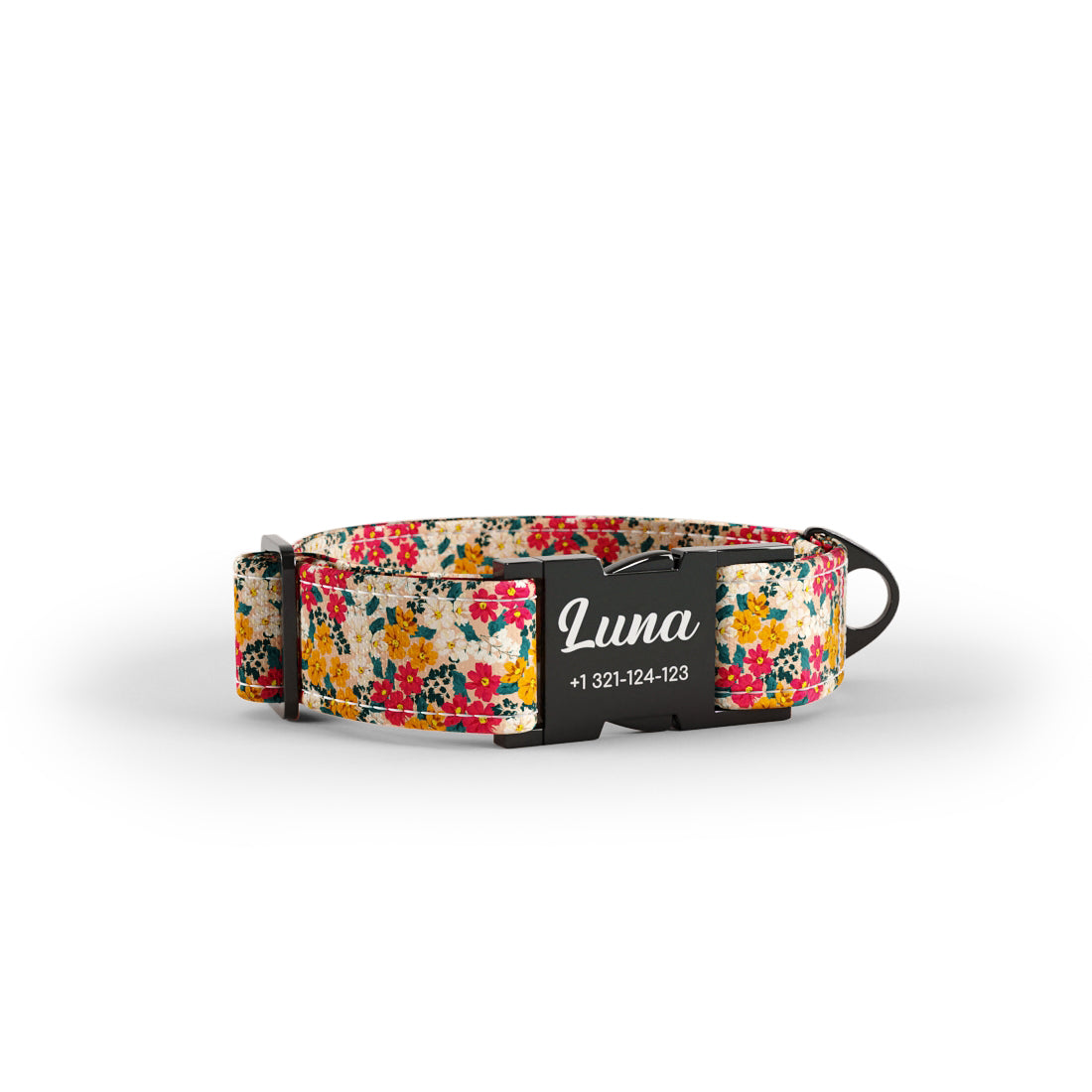 Personalisiertes Hundehalsband mit Liberty Flowers Mango