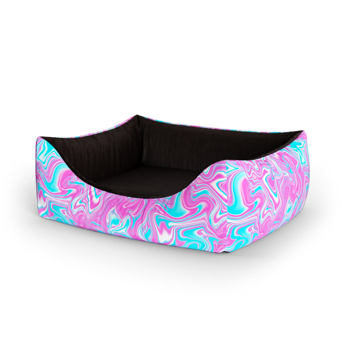 Water Marble Coral Personalized Lounge Dog Bed With Entrance