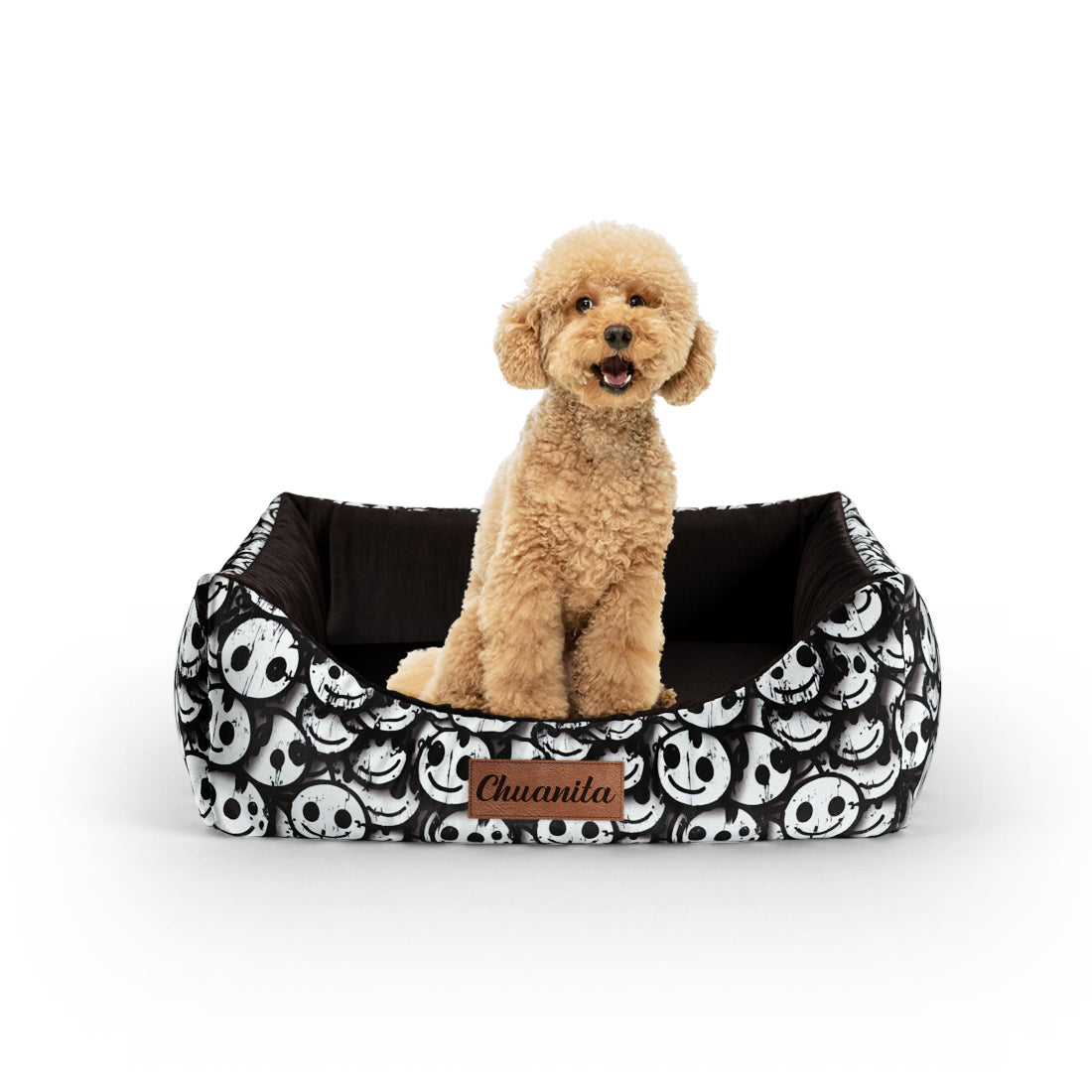 Smiles Eerie Personalized Lounge Dog Bed With Entrance