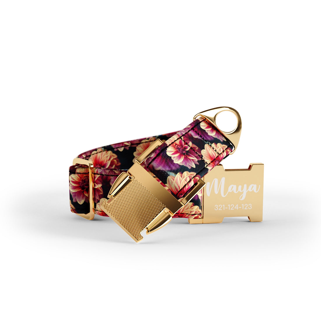 Dahila Flowers Kobi Personalized Dog Collar And Leash Set