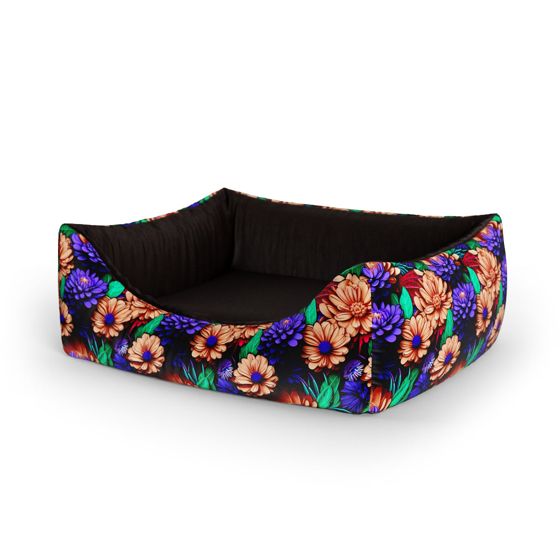 Garden Flowers Midnight Personalisiertes Lounge-Hundebett mit Eingang