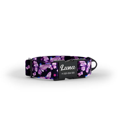 Lightning Butterflies Straw Personalized Dog Collar