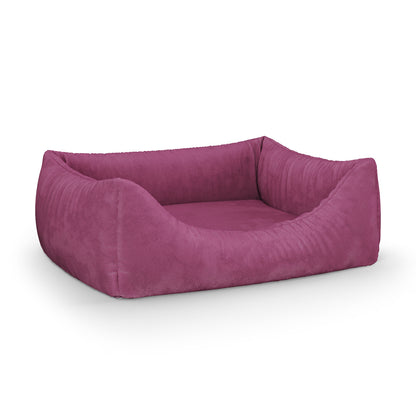 Luxury Velvet Look Jazzberry Personalized Lounge Dog Bed With Entrance