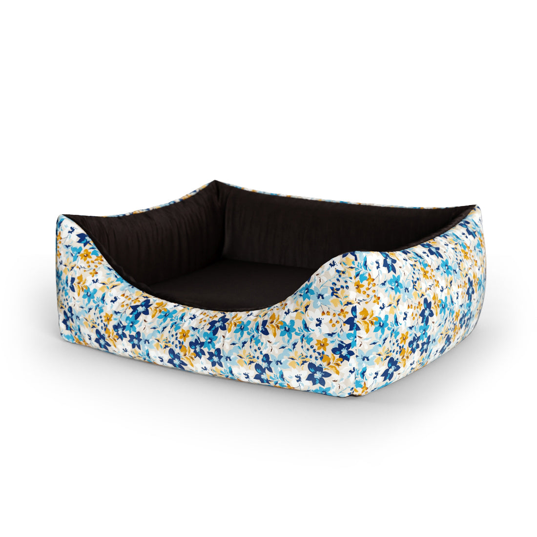 Liberty Flowers Teal Personalized Lounge Dog Bed With Entrance