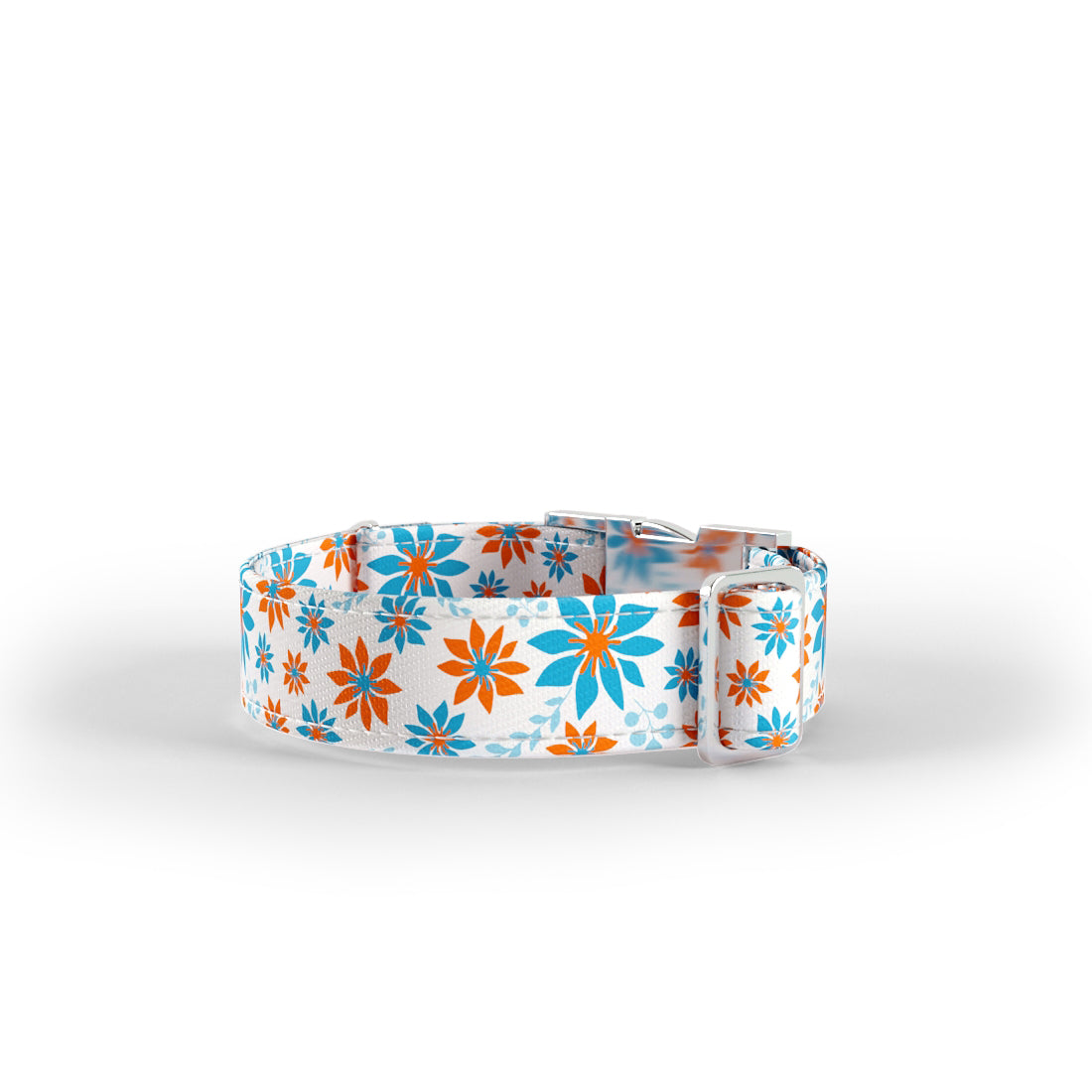 White Snow Flowers Floral Personalized Dog Collar