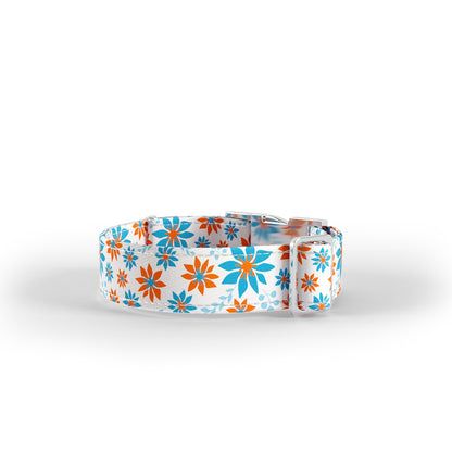 White Snow Flowers Floral Personalized Dog Collar