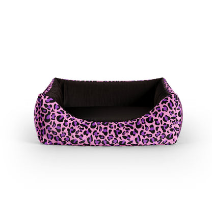 Crazy Leopard Magenta Personalized Lounge Dog Bed With Entrance