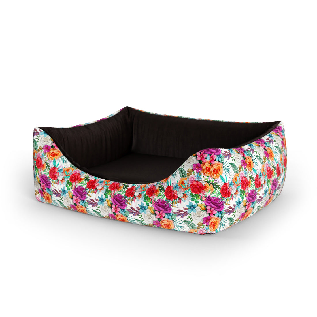 Water Folklore Flowers Maximum Personalized Lounge Dog Bed With Entrance