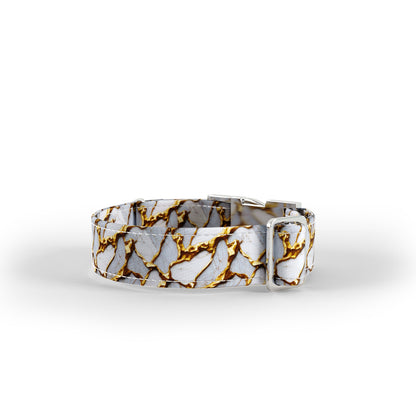 Gold Marble Marigold Personalizuotas Margintas Vardinis Šuns Antkaklis