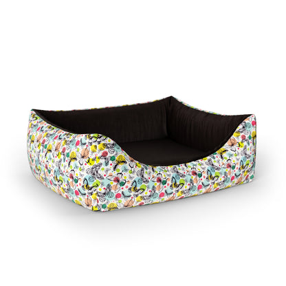 Personalisiertes Lounge-Hundebett „Butterfly Canary“ mit Eingang