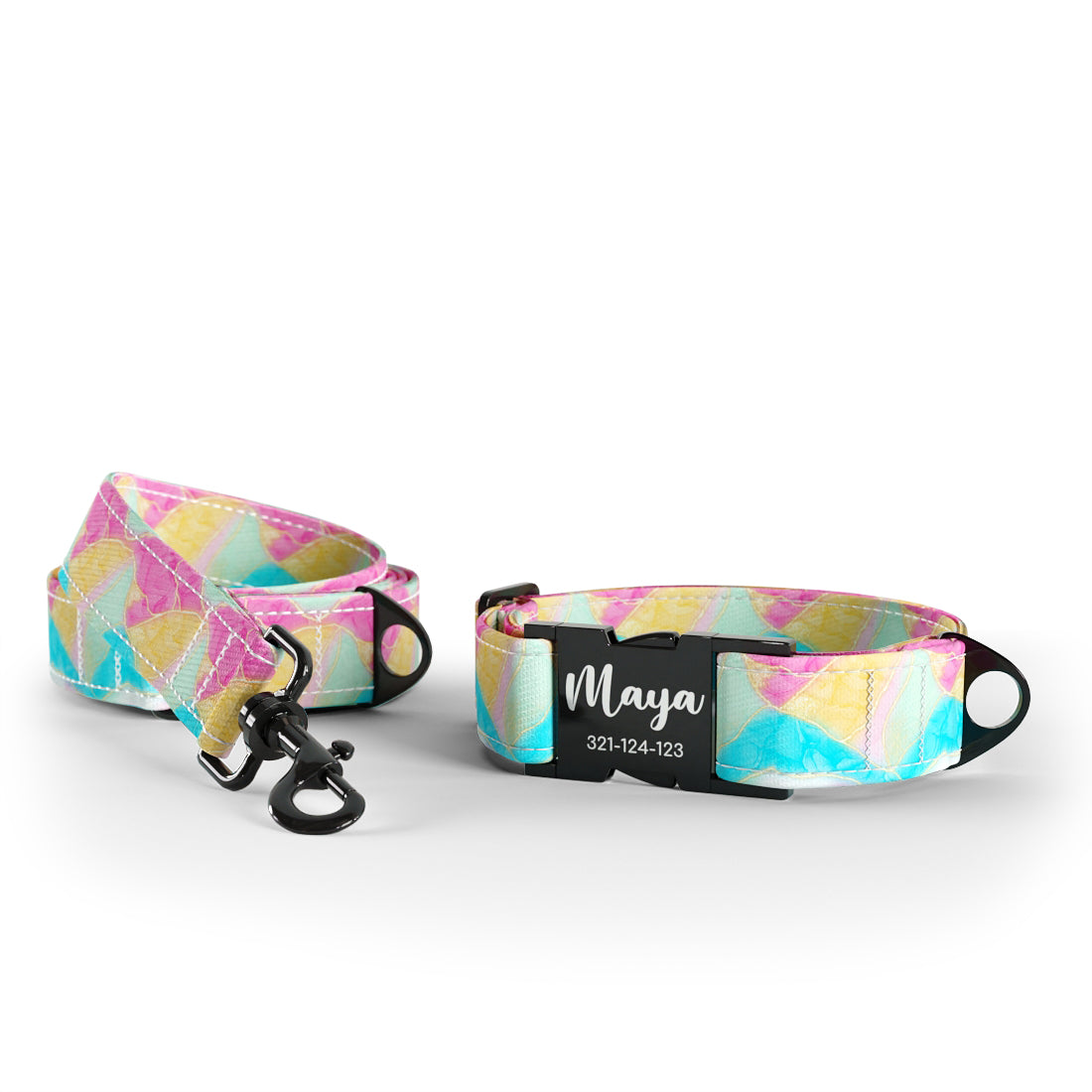 Pastel Marble  Cornflower Personalized Dog Collar