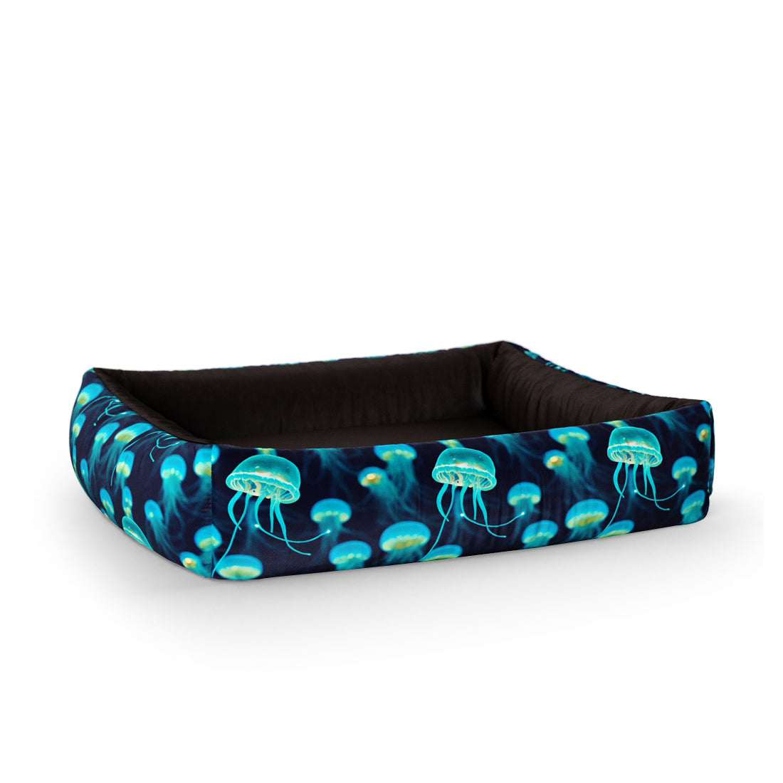 Jellyfish Lapis Personalized Lounge Dog Bed With Sides