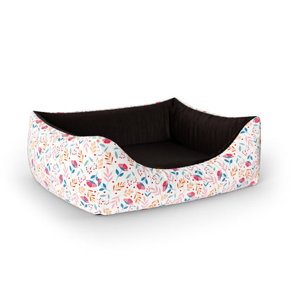 Folclore Flowers Vanilla Personalized Lounge Dog Bed With Entrance