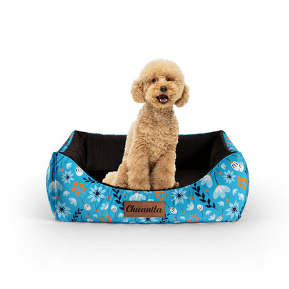 Summer Flowers Aero Personalized Lounge Dog Bed With Entrance